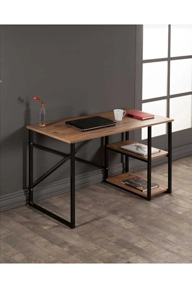 Metal Çalışma Masası Laptop Bilgisayar Masası 2 Raflı Ofis Çalışma Masası